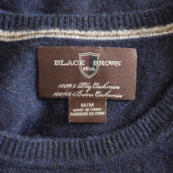 Black Brown 1826 100% cashmere men sweater dark blue Italy size M - Picture 5 of 6